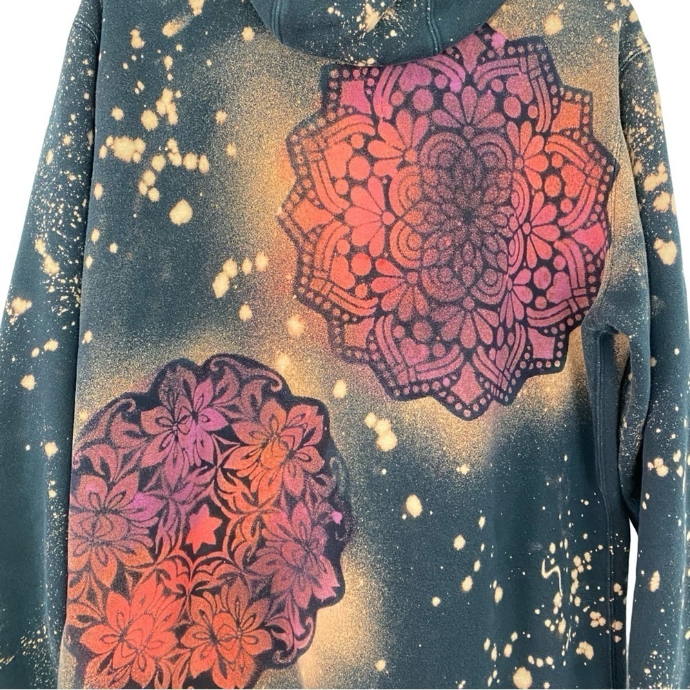 Nike Hoodie Sweatshirt Zip Up Jacket Men Size Large Unisex Mandala Stencil Black - Picture 5 of 10